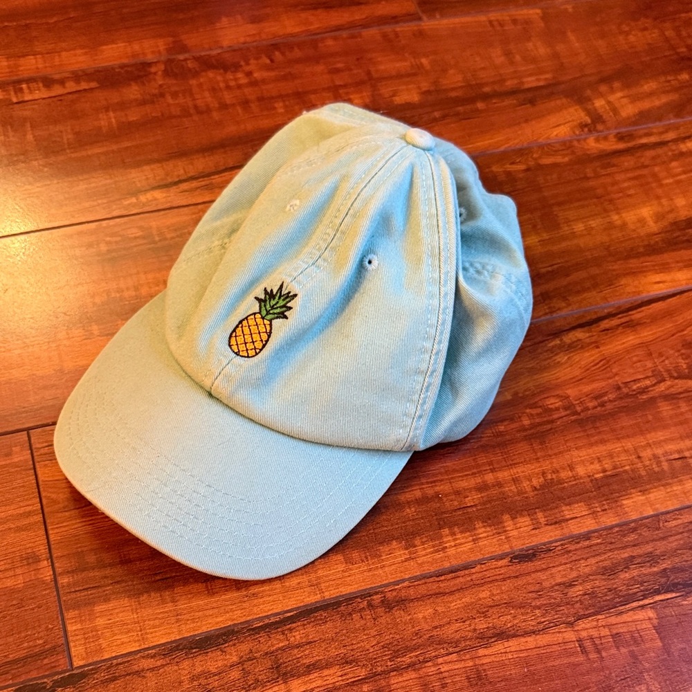 Light Blue Cap with Pineapple Embroidery